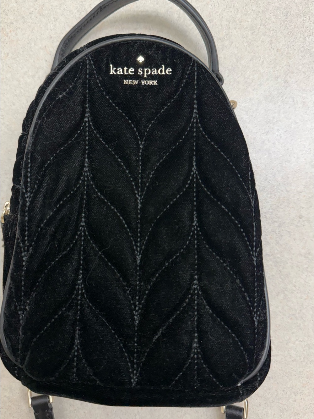 kate spade Black Velvet Quilted Mini Backpack Crossbody - Picture 2 of 4